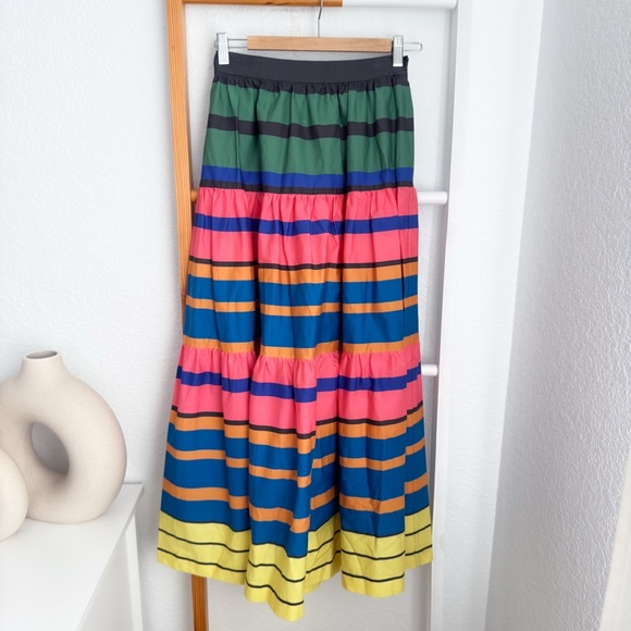 Staud Formentera Stripe Sea Maxi Skirt Colorblock Stripes - Picture 2 of 11